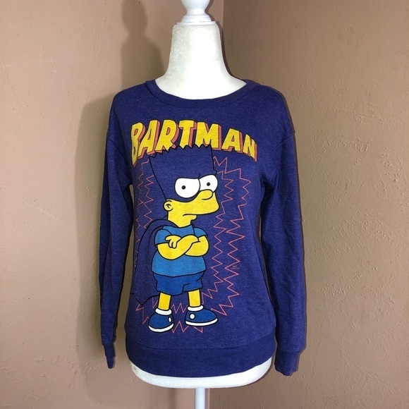 THE SIMPSONS Bart Crew Neck Pullover Sweatshirt Sz S Juniors - Picture 2 of 7